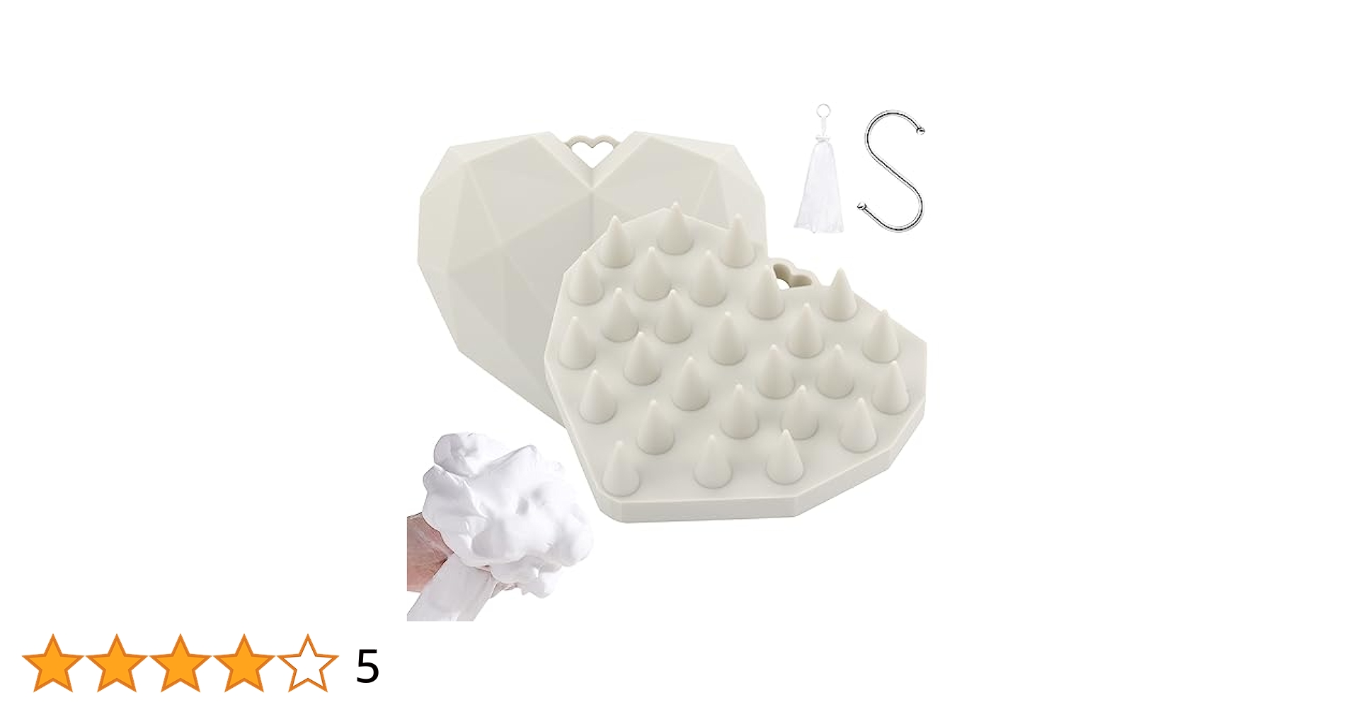 ⭐️Youmay シャンプーブラシ ハート型ブラシ 泡だてネットS字フック付き